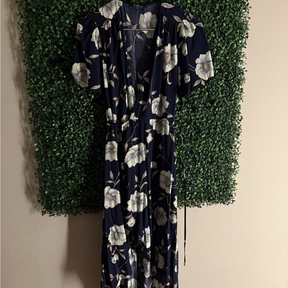 Lulu's Navy Floral Maxi Dress